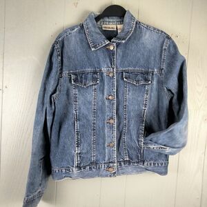 Vintage‎ Bill Blass Denim Jean Jacket Medium Womens Boxy Crop Trucker Streetwear